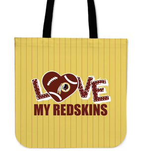 Love My Washington Redskins Vertical Stripes Pattern Tote Bags