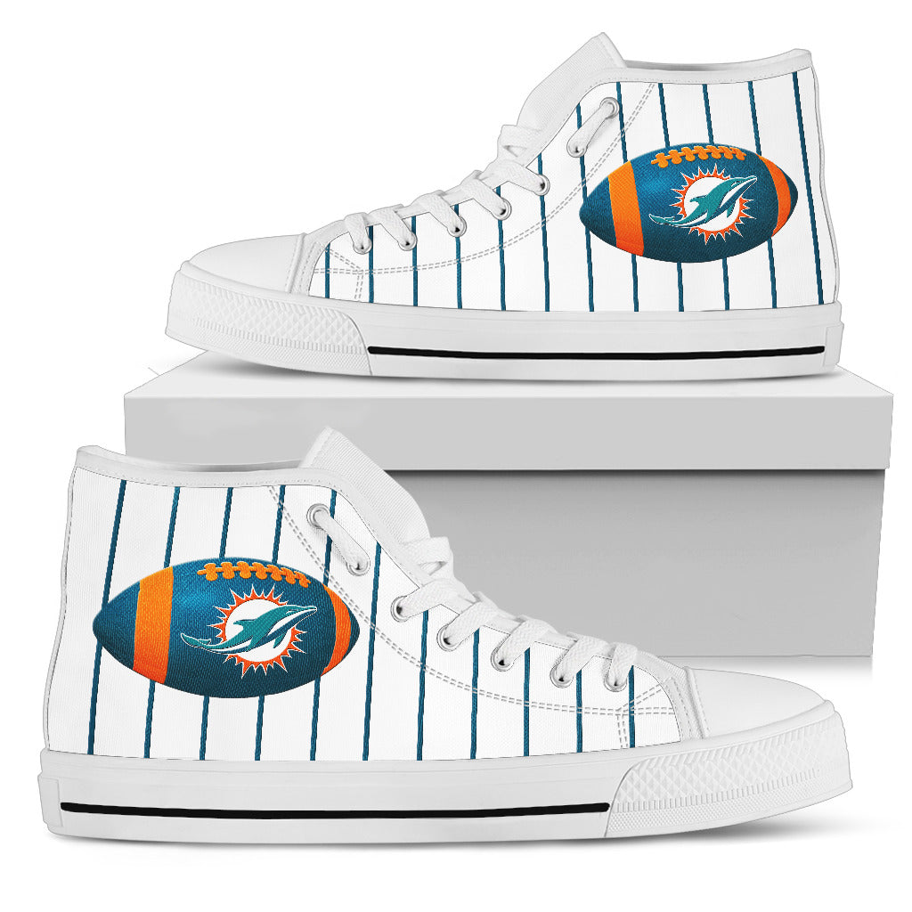Straight Line With Deep Circle Miami Dolphins High Top Shoes