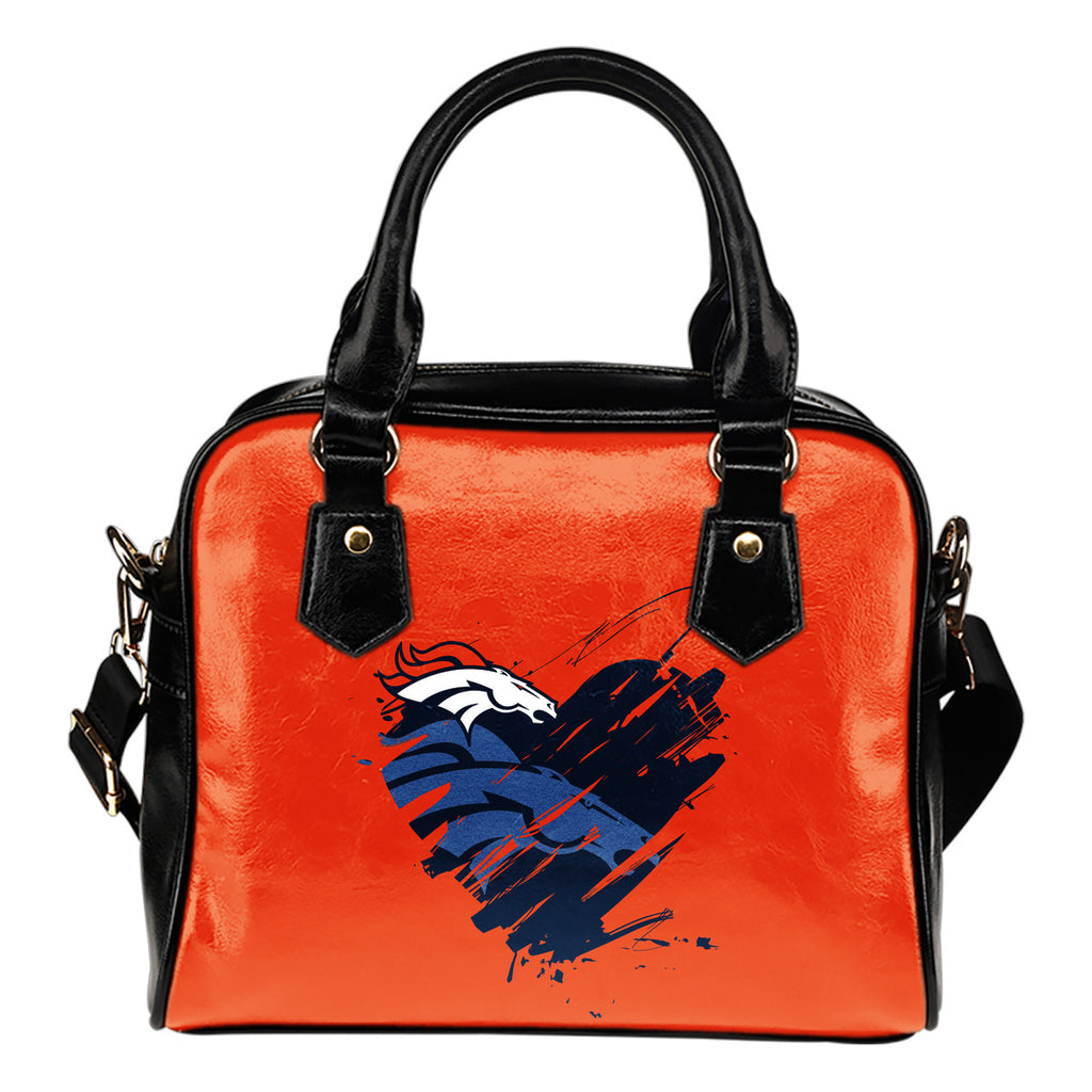 Heart Painting Denver Broncos Shoulder Handbags Women Purse
