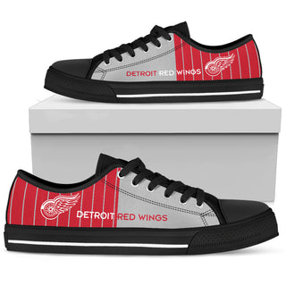 Simple Design Vertical Stripes Detroit Red Wings Low Top Shoes