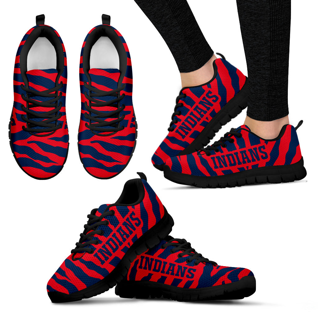 Tiger Skin Stripes Pattern Print Cleveland Indians Sneakers