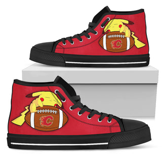 Pikachu Laying On Ball Calgary Flames High Top Shoes