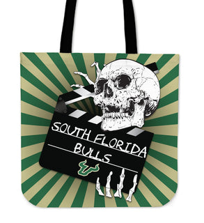 Clapper Film Skull South Florida Bulls Tote Bags