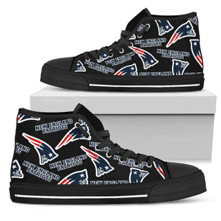 Script Logo Pattern New England Patriots High Top Shoes