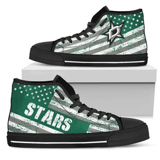 America Flag Italic Vintage Style Dallas Stars High Top Shoes