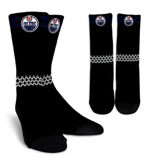 Round Striped Fascinating Sport Edmonton Oilers Crew Socks