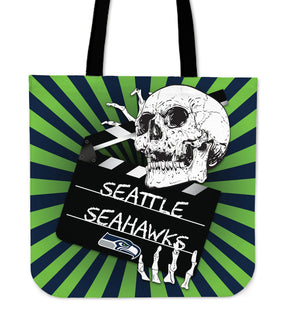 Clapper Film Skull Seattle Seahawks Tote Bags