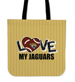 Love My Jacksonville Jaguars Vertical Stripes Pattern Tote Bags