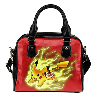 Pikachu Angry Moment Cincinnati Reds Shoulder Handbags