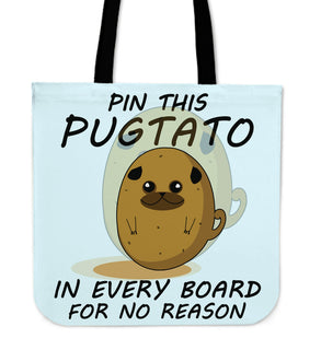 Pin This Potato Pug Tote Bags