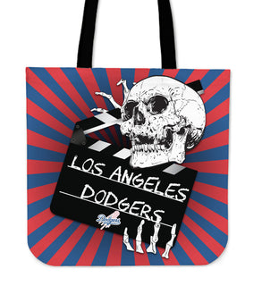 Clapper Film Skull Los Angeles Dodgers Tote Bags