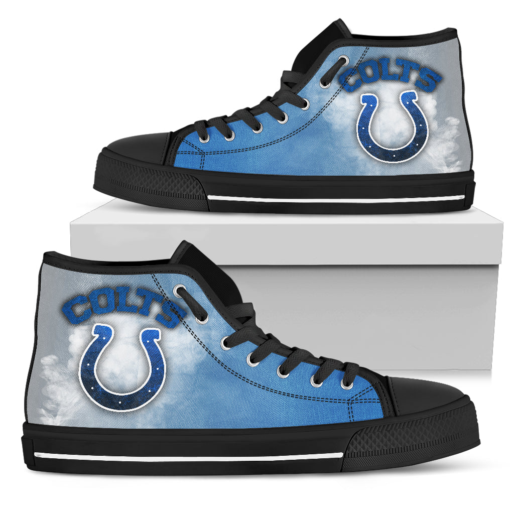 White Smoke Vintage Indianapolis Colts High Top Shoes