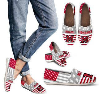 American Flag Miami RedHawks Casual Shoes