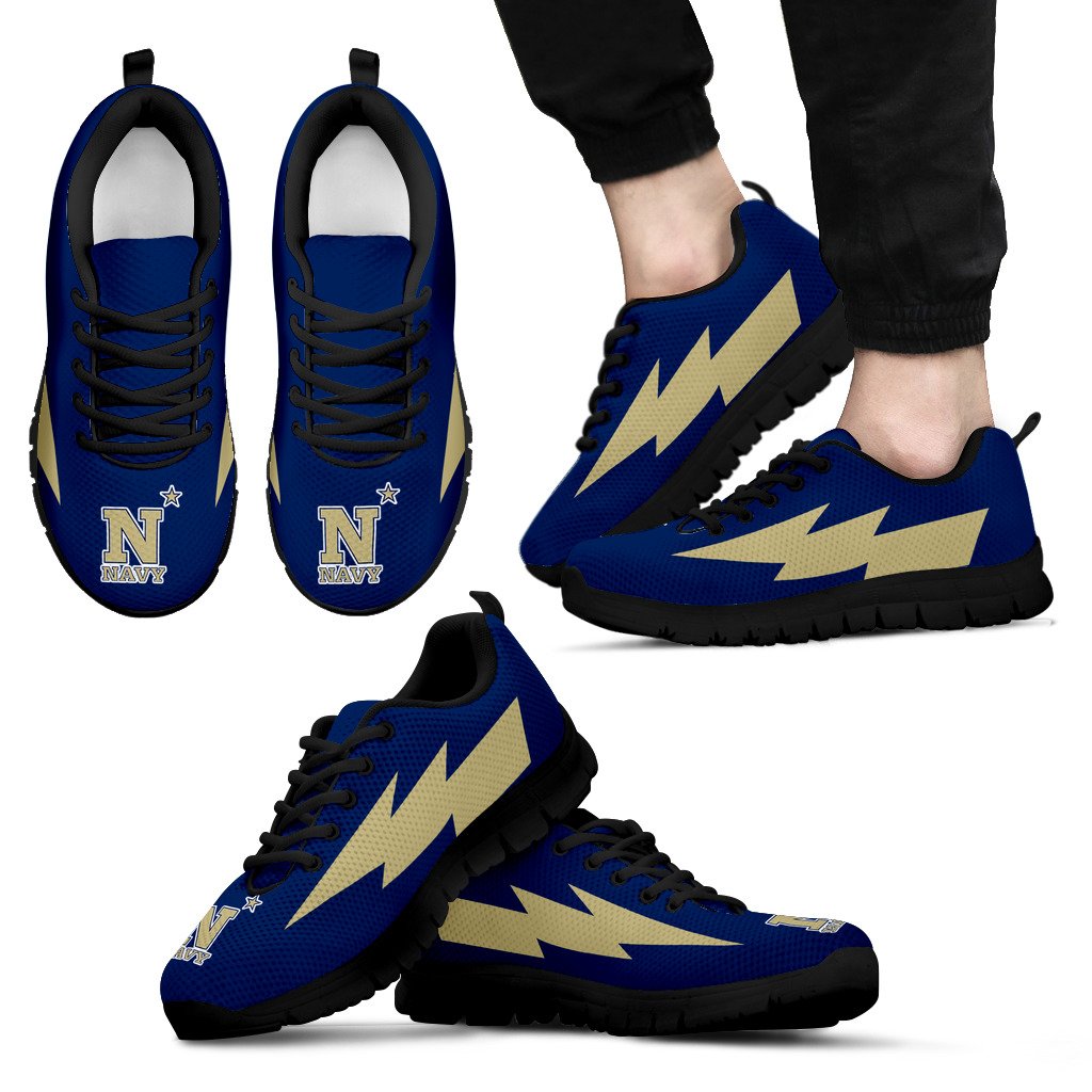 Funny Style Navy Midshipmen Sneakers Thunder Lightning Amazing Logo