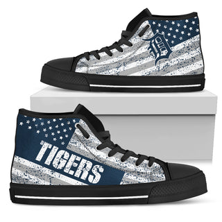 America Flag Italic Vintage Style Detroit Tigers High Top Shoes