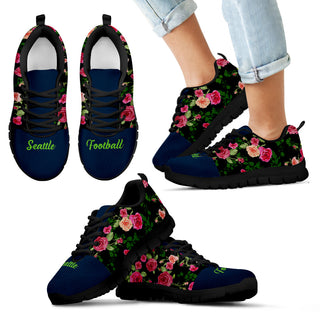 Vintage Floral Name Seattle Seahawks Sneakers