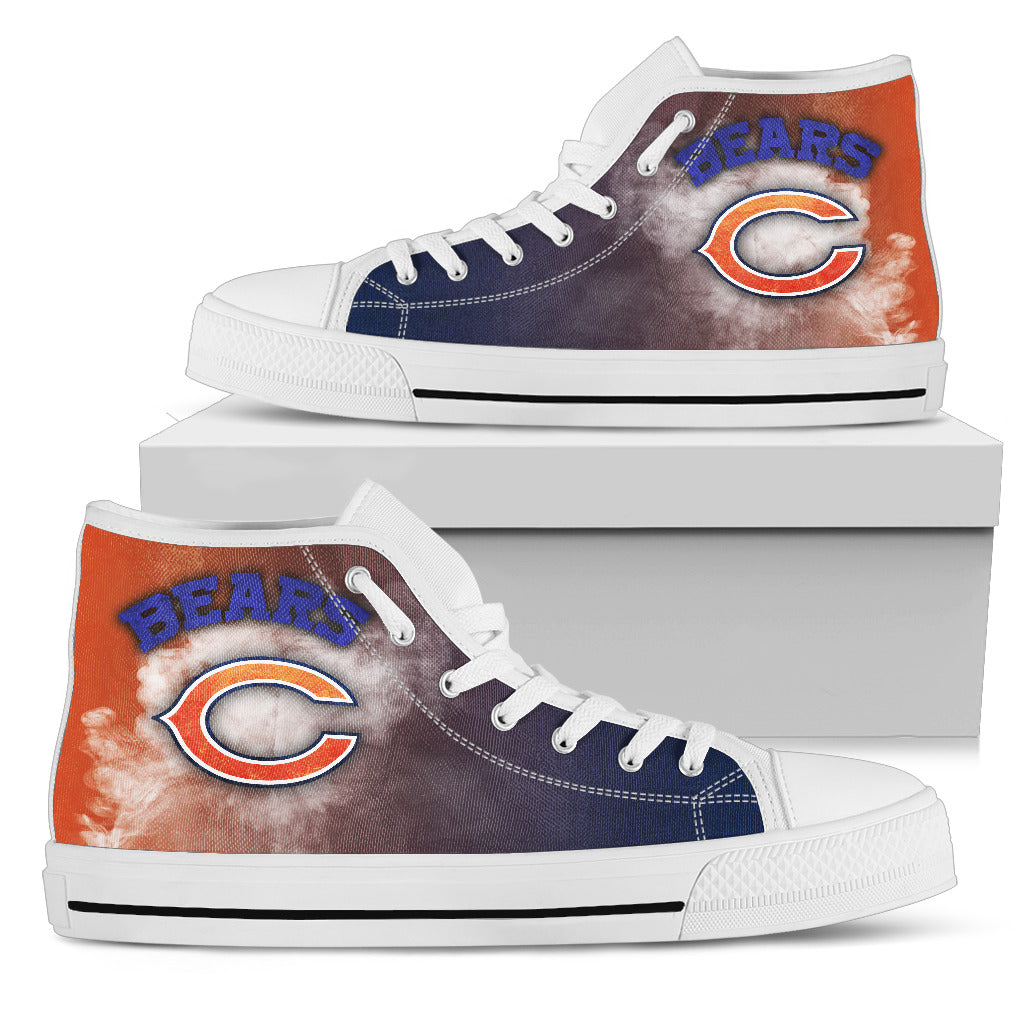 White Smoke Vintage Chicago Bears High Top Shoes