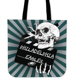 Clapper Film Skull Philadelphia Eagles Tote Bags