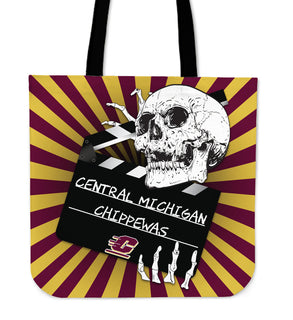 Clapper Film Skull Central Michigan Chippewas Tote Bags