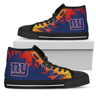 Fire Burning Fierce Strong Logo New York Giants High Top Shoes