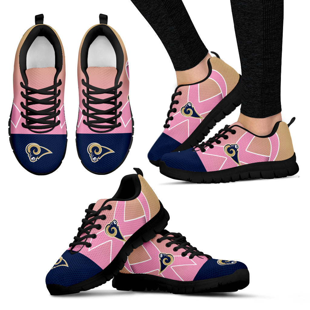 Los Angeles Rams Cancer Pink Ribbon Sneakers