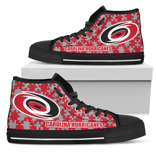 Puzzle Logo With Carolina Hurricanes High Top Shoes