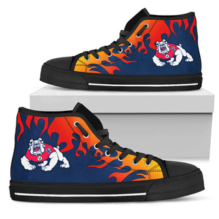 Fire Burning Fierce Strong Logo Fresno State Bulldogs High Top Shoes