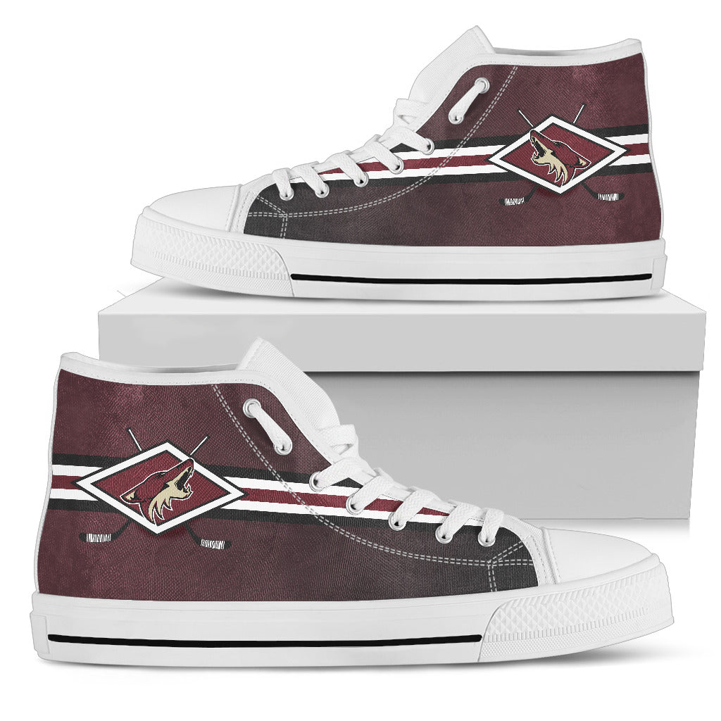 Double Stick Check Arizona Coyotes High Top Shoes