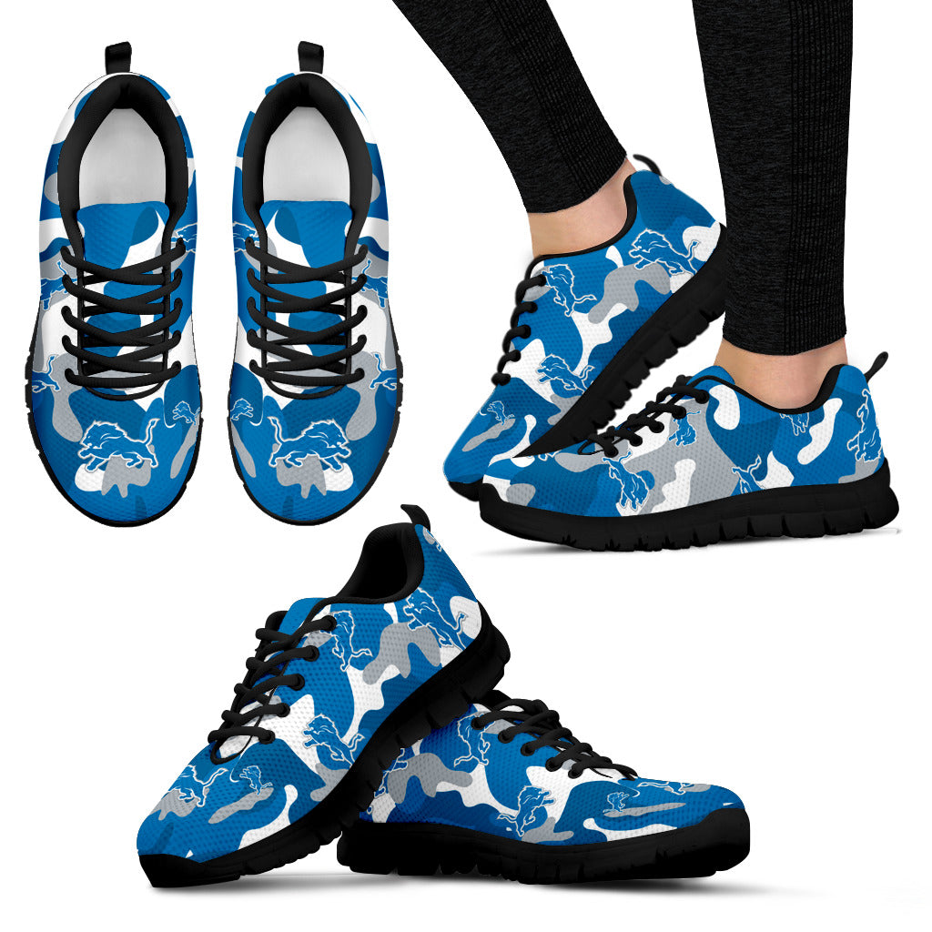Detroit Lions Cotton Camouflage Fabric Military Solider Style Sneakers