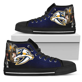 Thor Head Beside Nashville Predators High Top Shoes