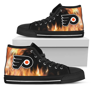Fighting Like Fire Philadelphia Flyers High Top Shoes