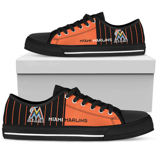 Simple Design Vertical Stripes Miami Marlins Low Top Shoes