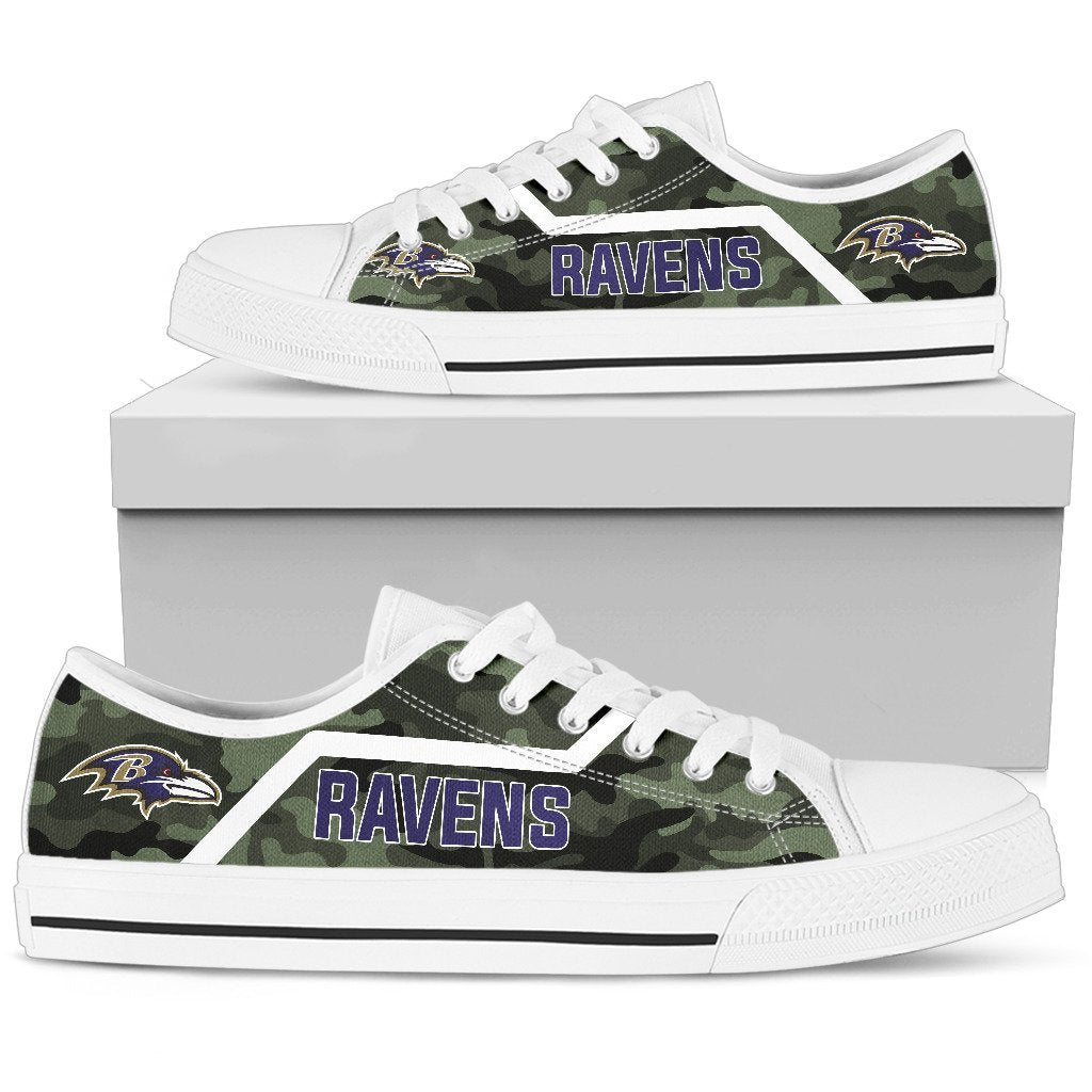 Camo Baltimore Ravens Logo Low Top Shoes