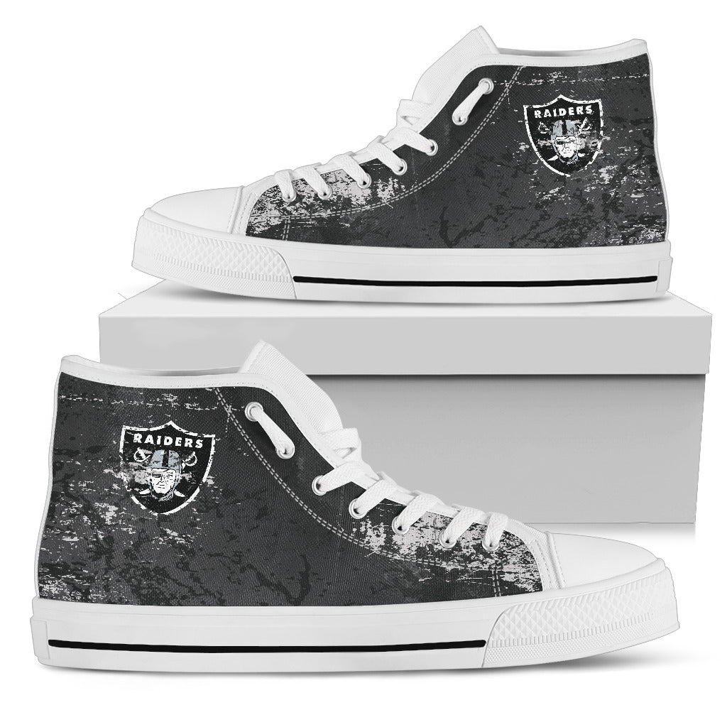Grunge Vintage Logo Oakland Raiders High Top Shoes
