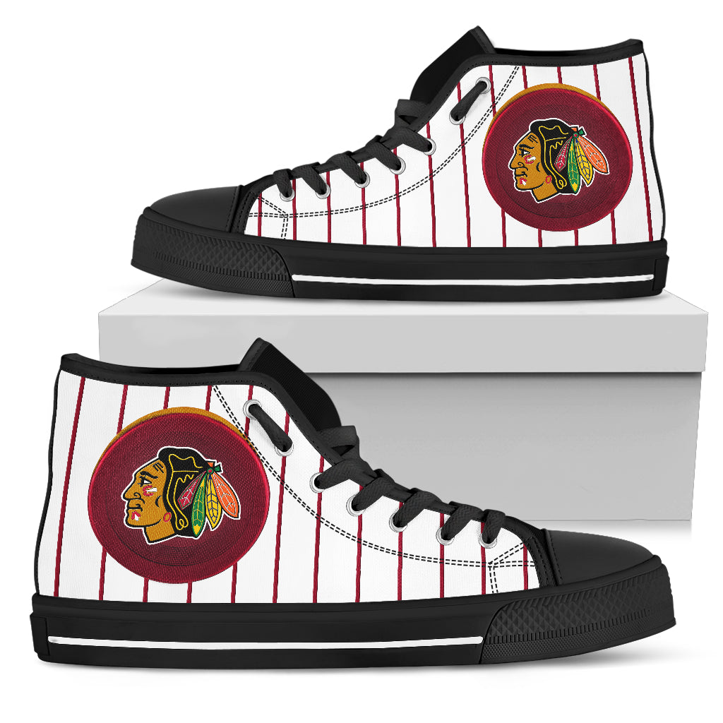 Straight Line With Deep Circle Chicago Blackhawks High Top Shoes