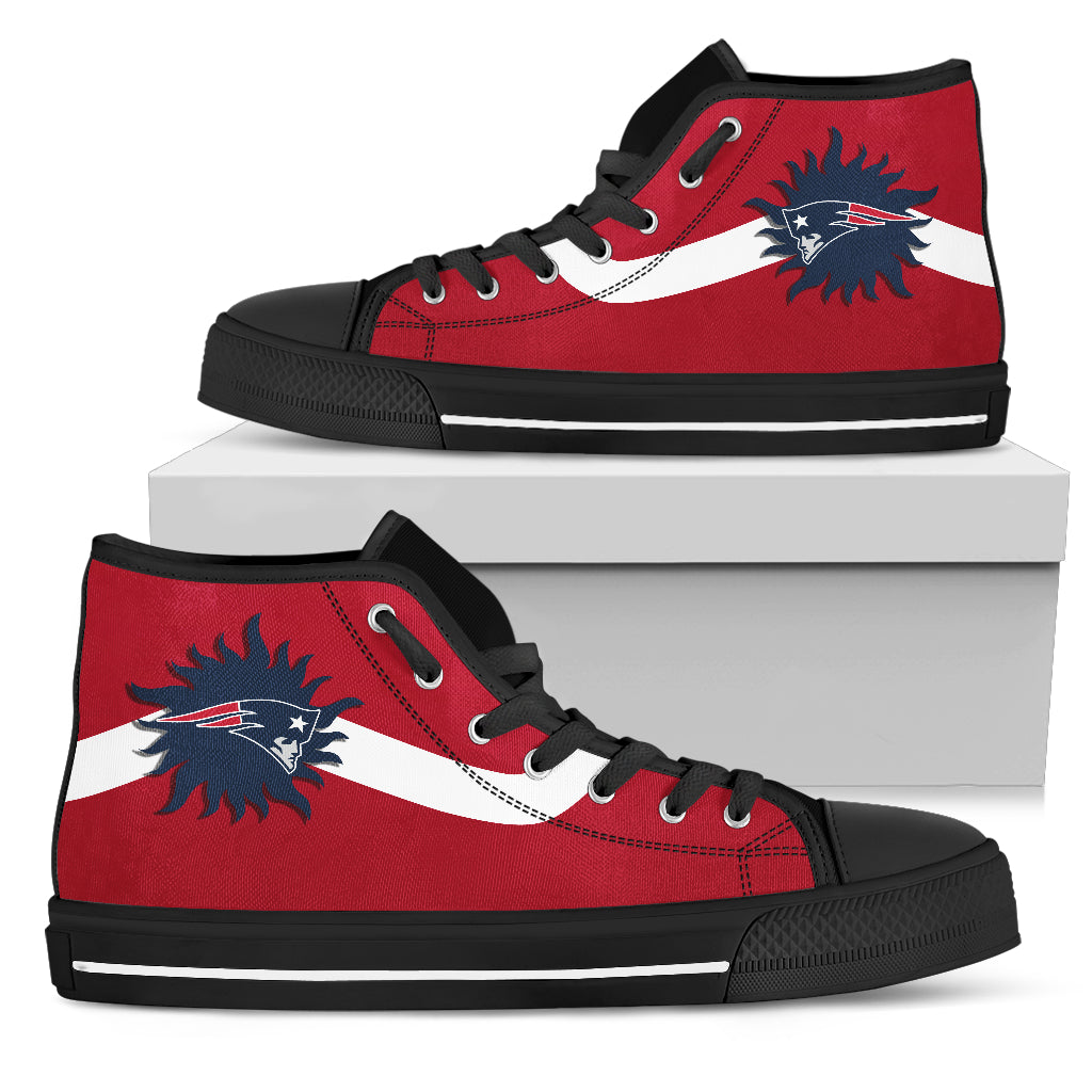 Simple Van Sun Flame New England Patriots High Top Shoes