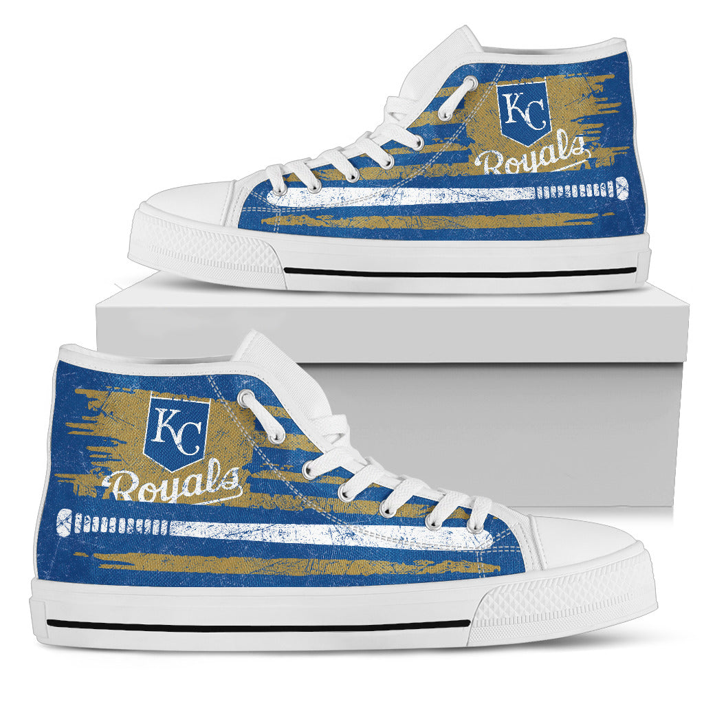American Flag Vintage Baseball Kansas City Royals High Top Shoes