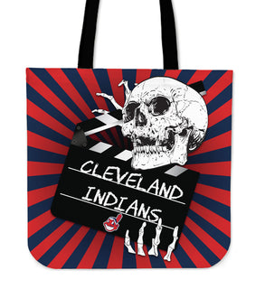 Clapper Film Skull Cleveland Indians Tote Bags