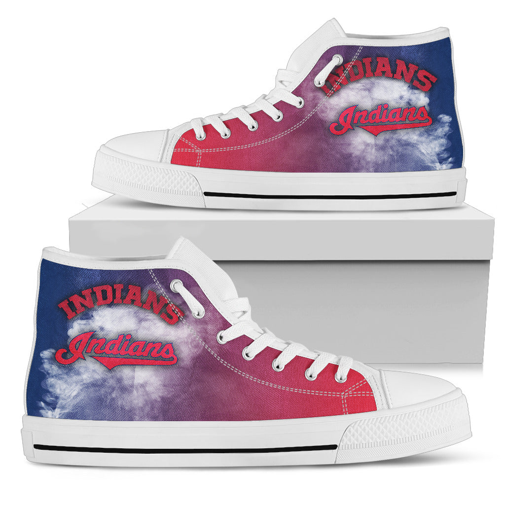 White Smoke Vintage Cleveland Indians High Top Shoes