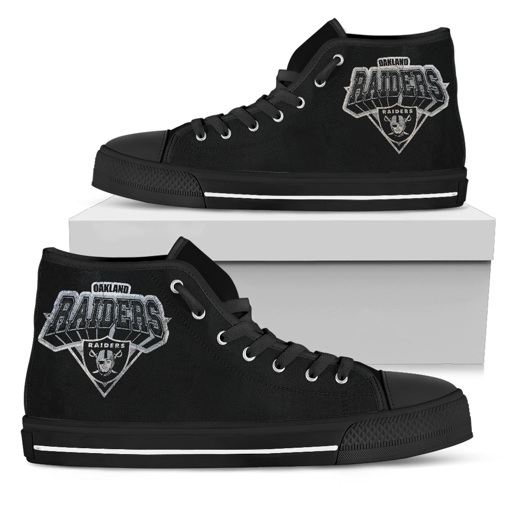 3D Simple Logo Oakland Raiders High Top Shoes
