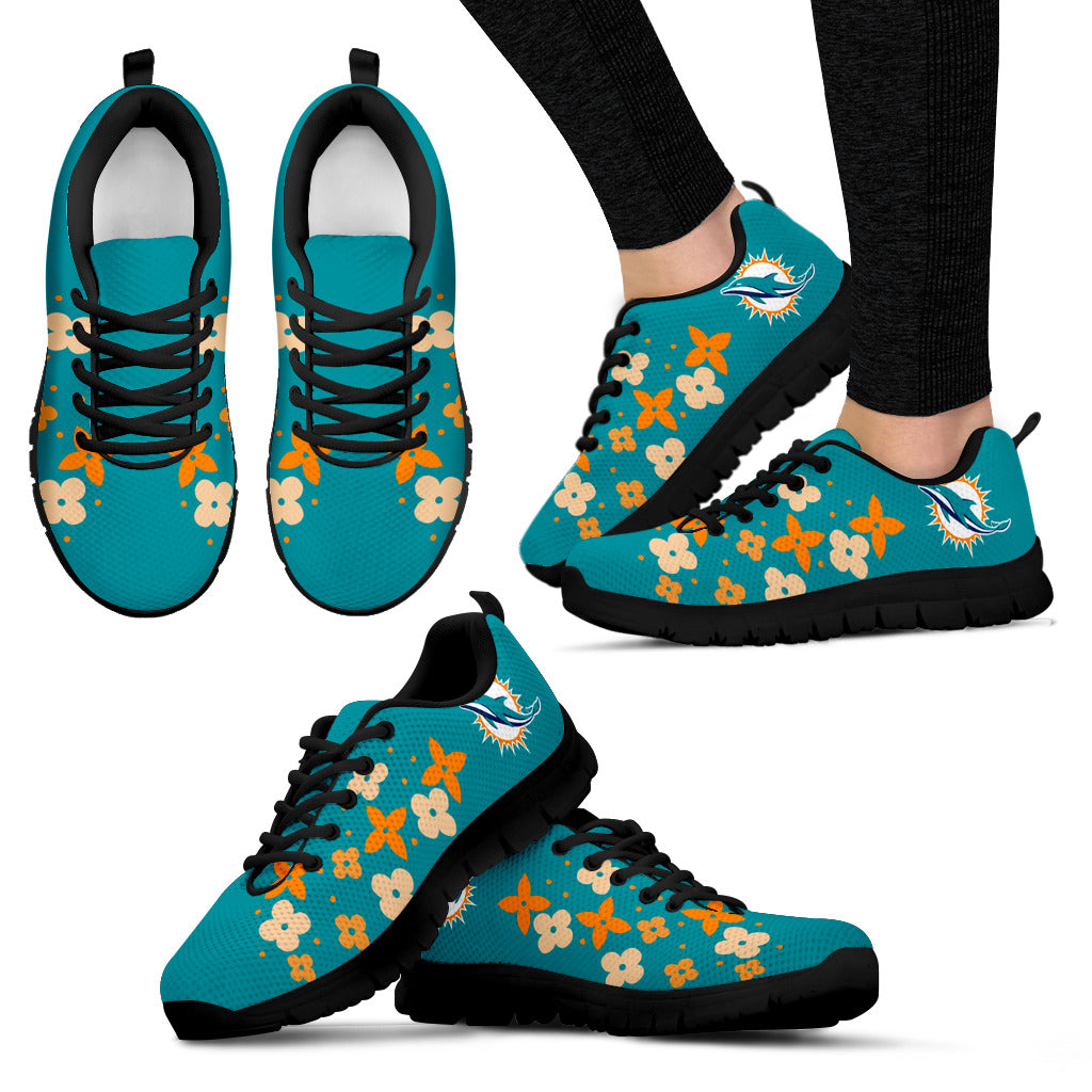 Flowers Pattern Miami Dolphins Sneakers