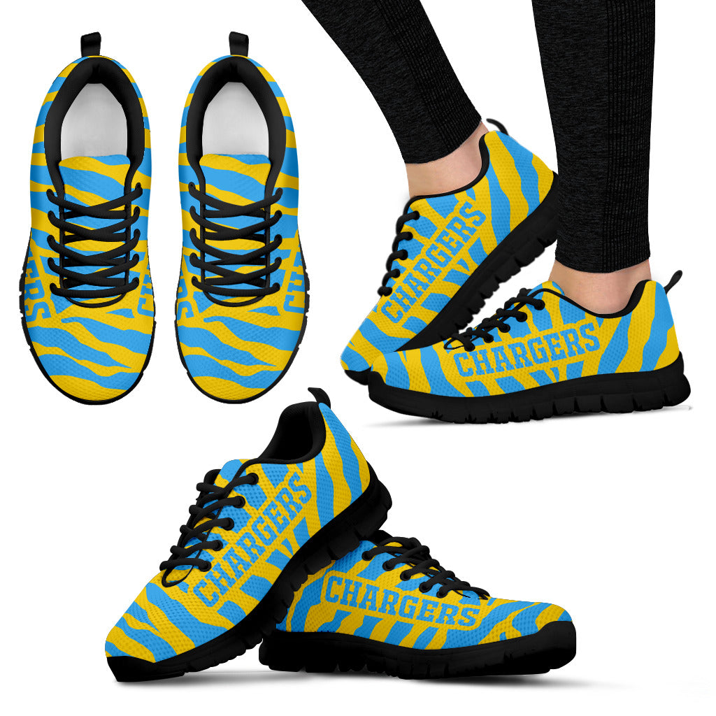 Tiger Skin Stripes Pattern Print Los Angeles Chargers Sneakers