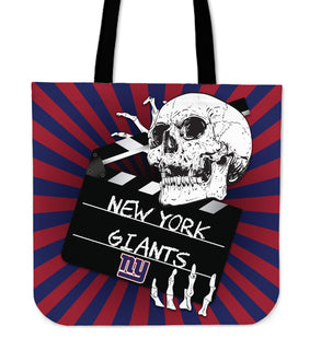 Clapper Film Skull New York Giants Tote Bags