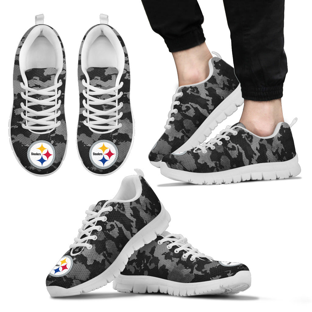 Arches Top Fabulous Camouflage Background Pittsburgh Steelers Sneakers