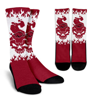 Arkansas Razorbacks Colorful Skull Socks