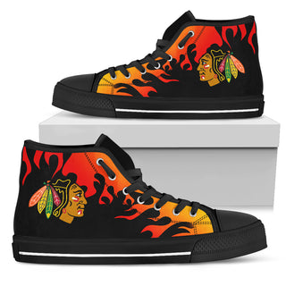 Fire Burning Fierce Strong Logo Chicago Blackhawks High Top Shoes