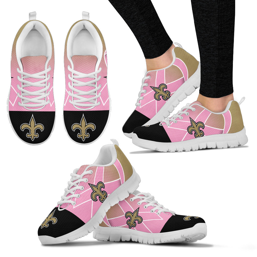 New Orleans Saints Cancer Pink Ribbon Sneakers