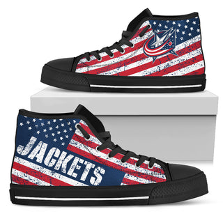 America Flag Italic Vintage Style Columbus Blue Jackets High Top Shoes