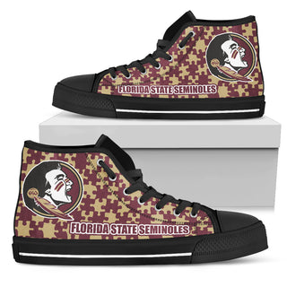 Puzzle Logo With Florida State Seminoles High Top Shoes