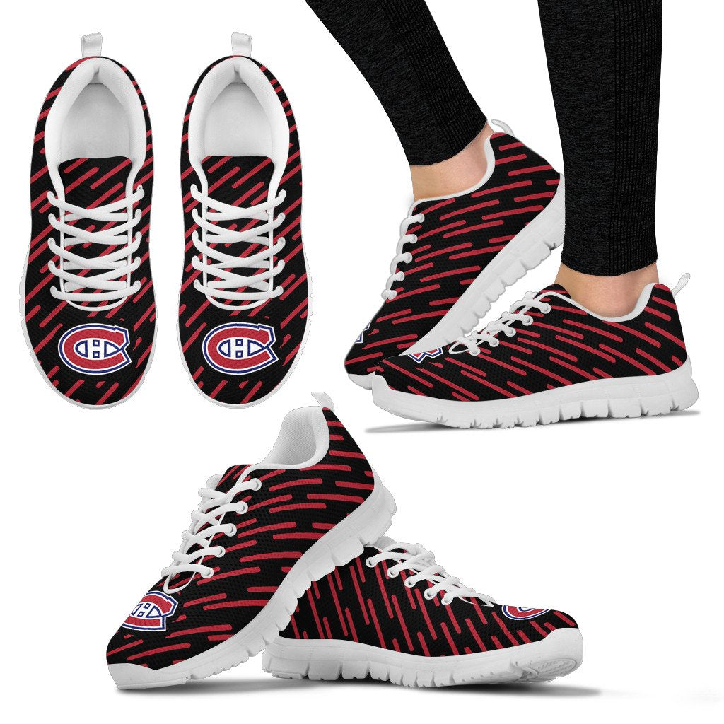 Marvelous Striped Stunning Logo Montreal Canadiens Sneakers